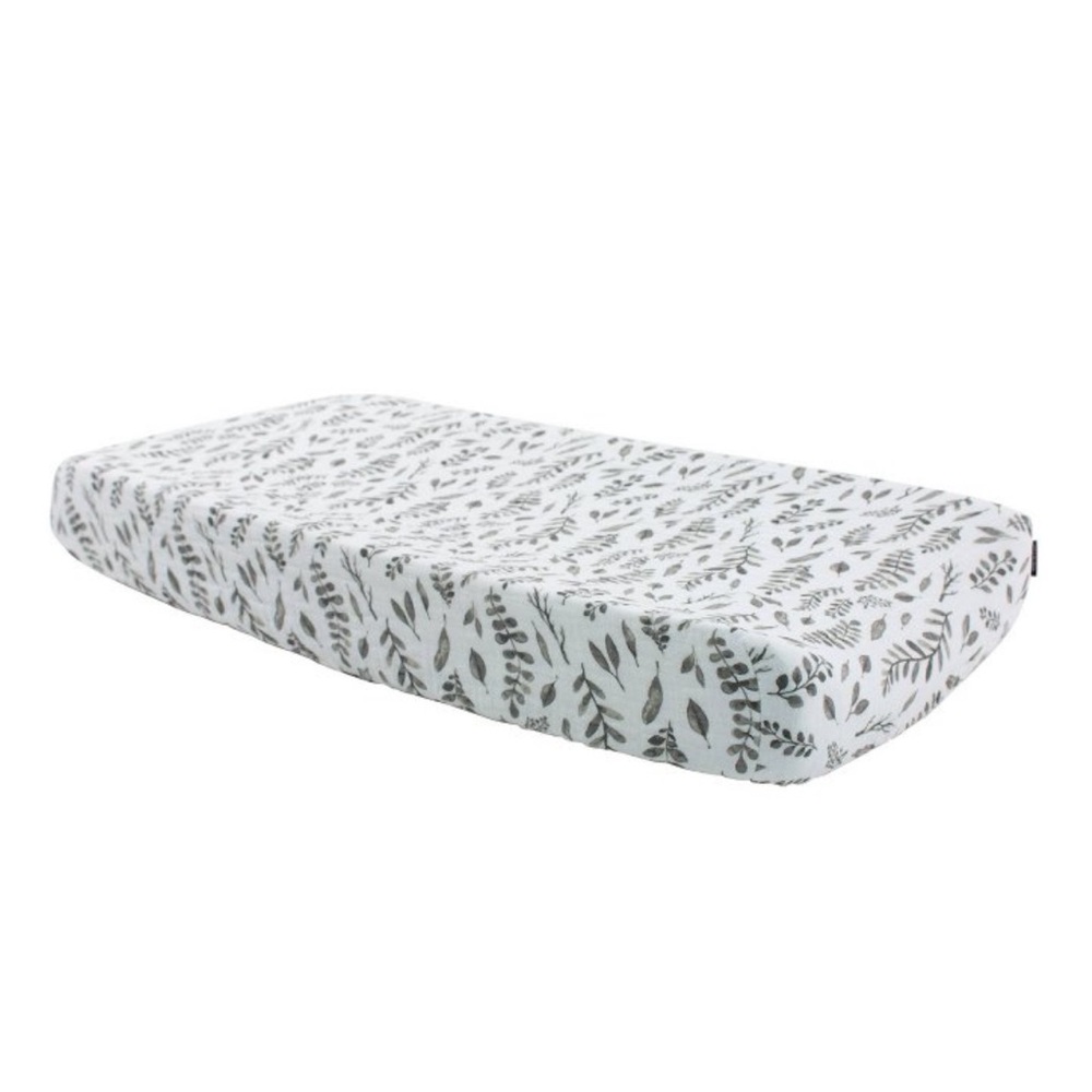 Bebe Au Lait Muslin Botanical Leaves Changing Pad Cover